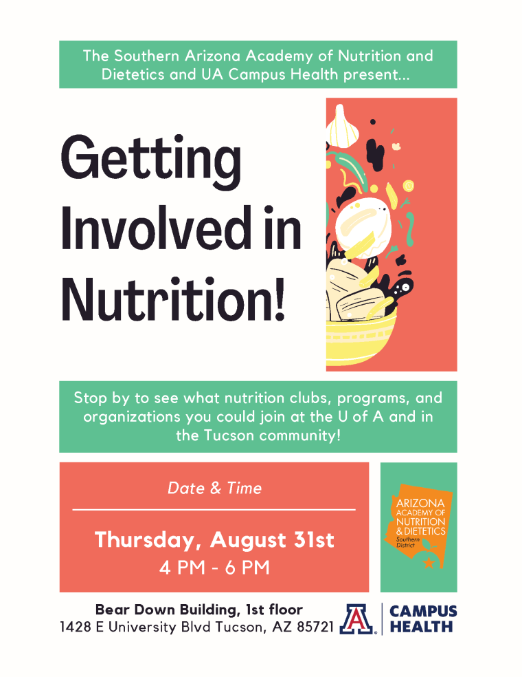 Event flyer for Getting Involved in Nutrition!